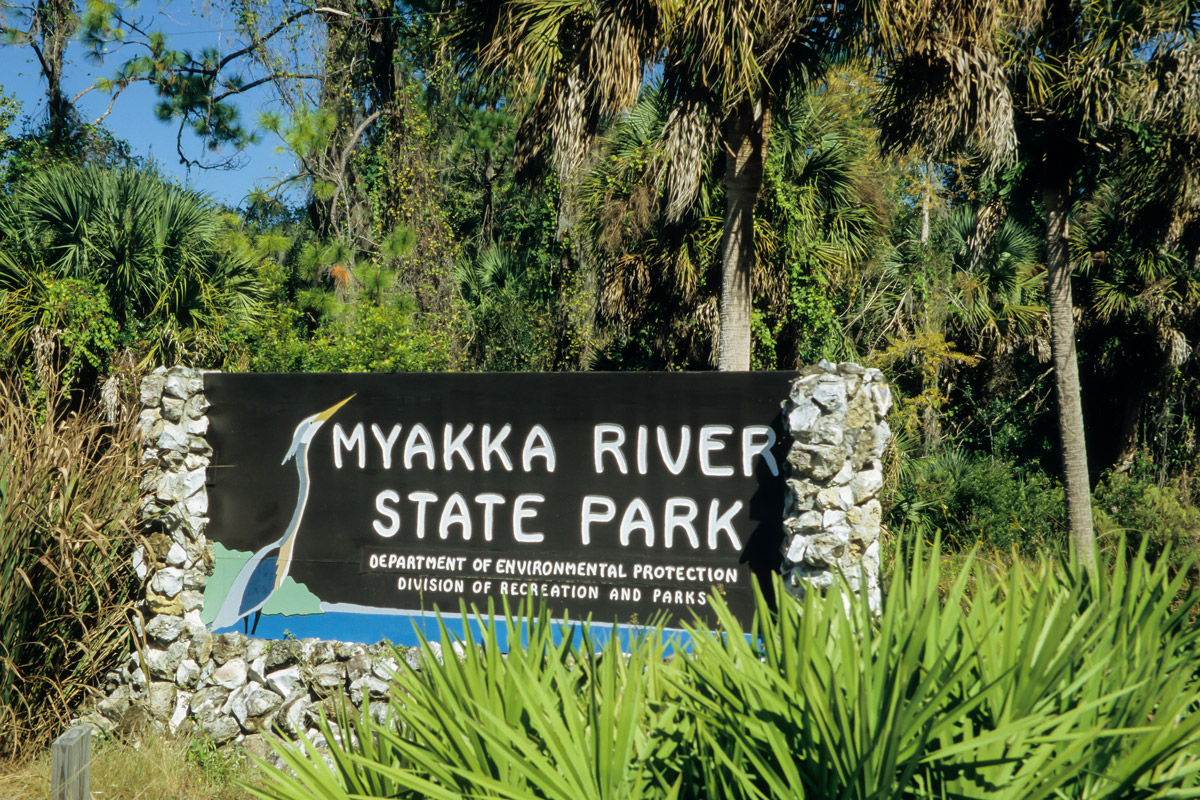 The sign at Myakka River State Park. This beautiful location is great if you're looking for things to do in North Port, Florida.