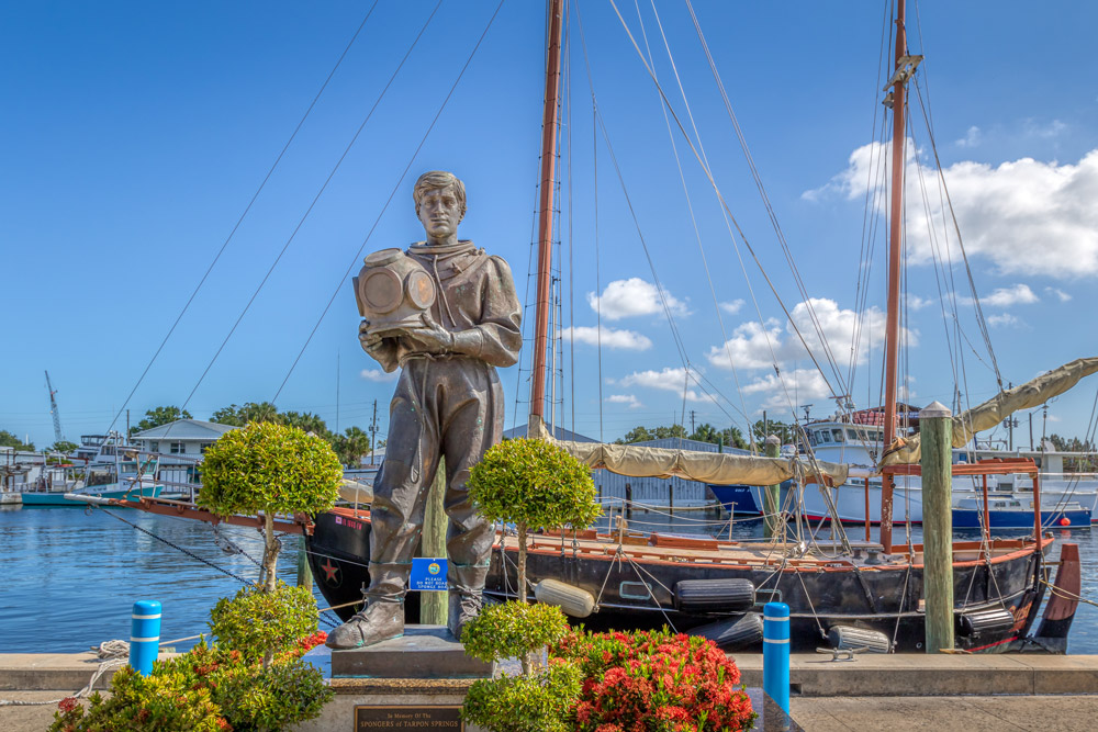 A diver statue at Tarpon Springs sponge docks. This is one of the best things to do near Timber Pines