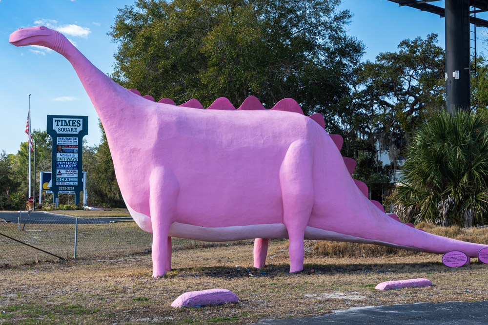 The giant pink dinosaur is one of the popular things to do near Timber Pines