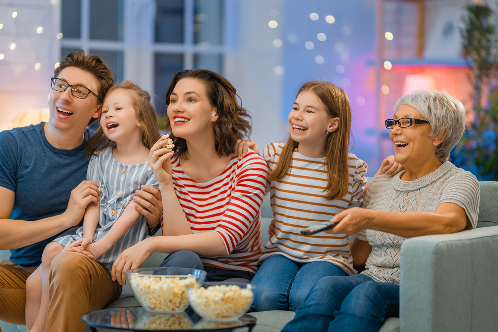 Happy family spending time together. Family Movie