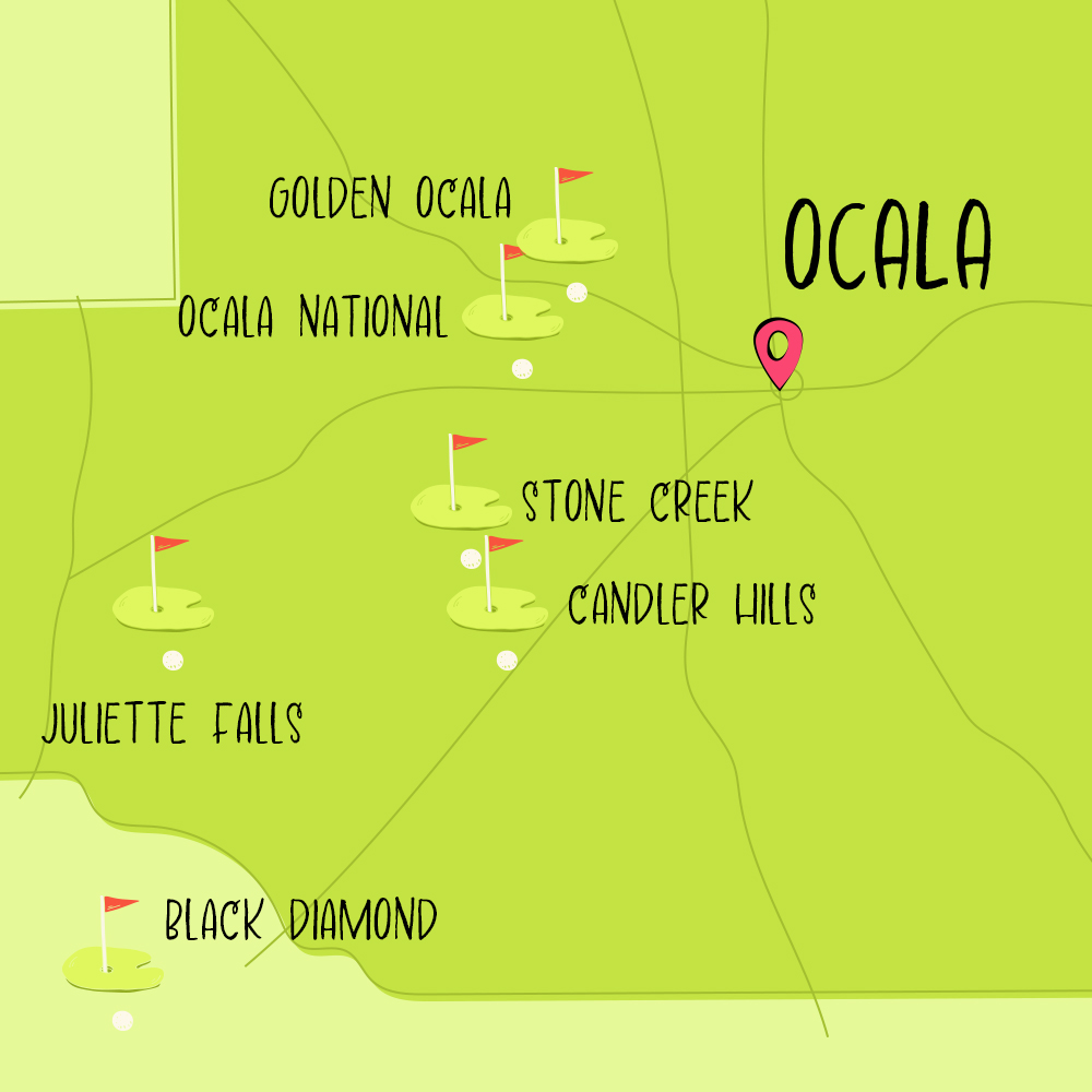 Map of Ocala Golf Courses