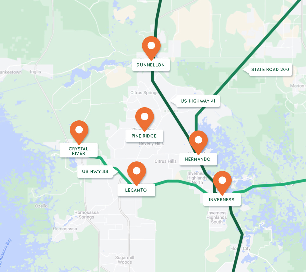 Map of Citrus Springs, Florida in Citrus County Citrus Springs, Florida Proximity to other Citrus County Cities