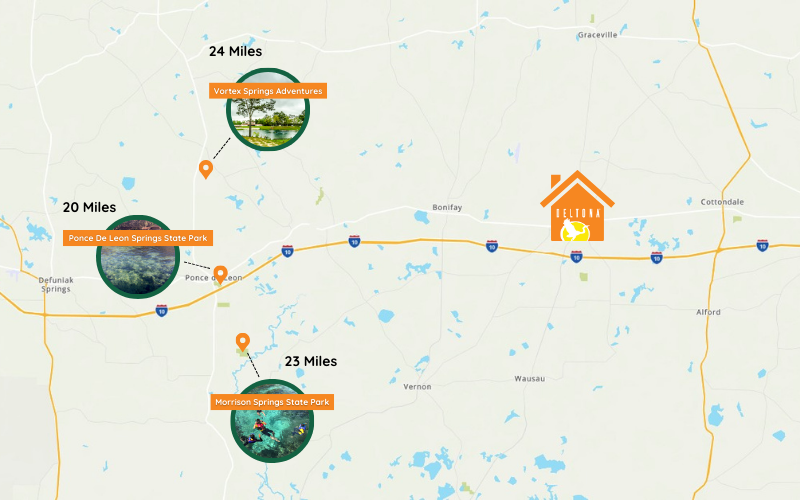 Chipley, FL (Sunny Hills) Map of the springs near Chipley,FL