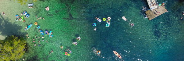 Morrison Springs State Park Overhead view of people swimming in morrison springs