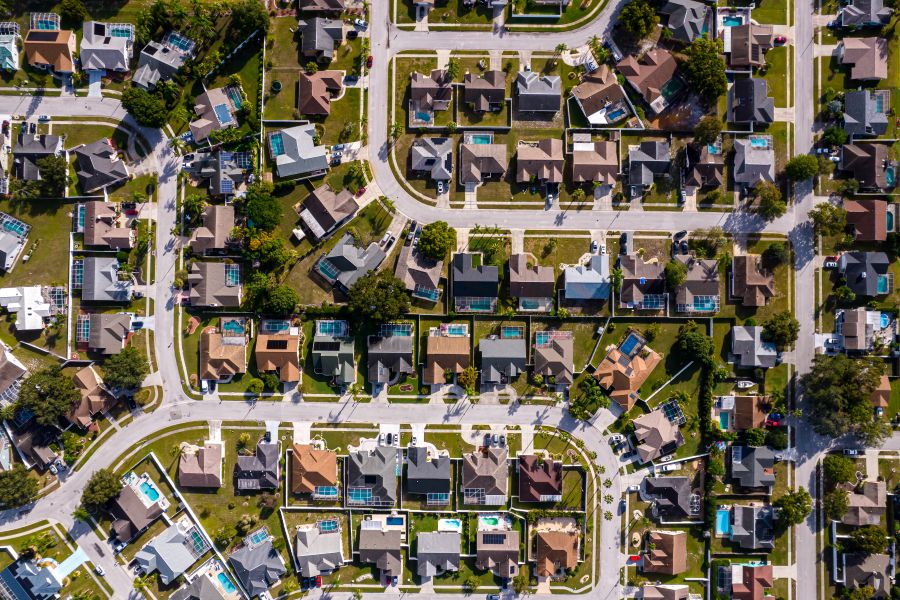 Aerial of Florida neighborhood