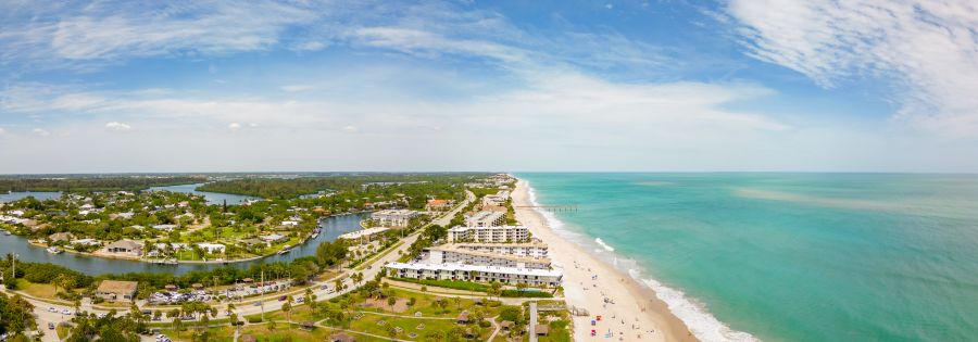Aerial panorama of a Beach in FL