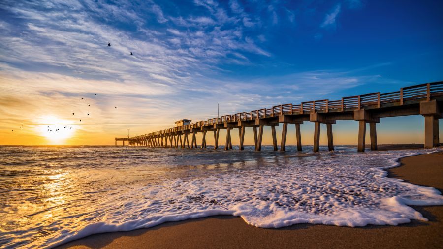 sunset at the beach in venice, florida