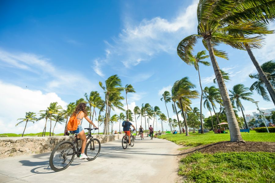 Bright scenic morning view of the beachfront promenade